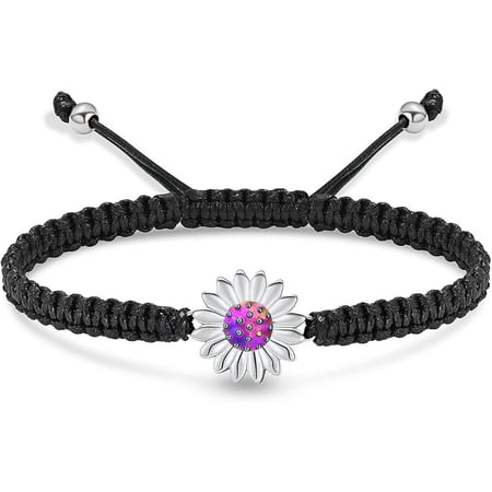 Sunflower Urn Bracelet for Ashes for Women Men - Adjustable Cremation Memorial Keepsake Urn Bracelet - Manmade Braided Ashes Holder Urn Jewelry