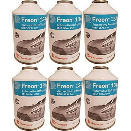 Chemours Brand Refrigerant Freon R134a for MVAC 12-Ounce Self-Sealing Container (6 Pack)