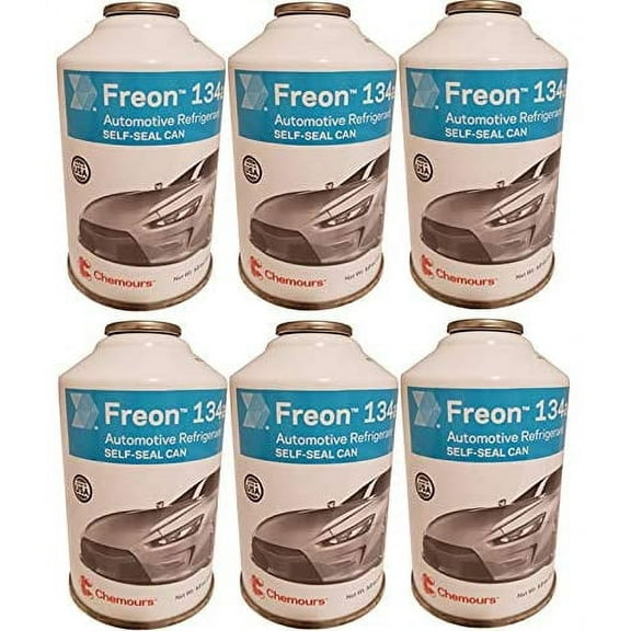 Chemours Brand Refrigerant Freon R134a for MVAC 12-Ounce Self-Sealing Container (6 Pack)