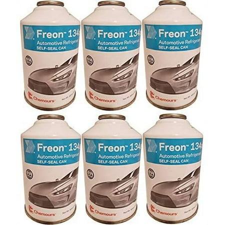Chemours Brand Refrigerant Freon R134a for MVAC 12-Ounce Self-Sealing Container (6 Pack)