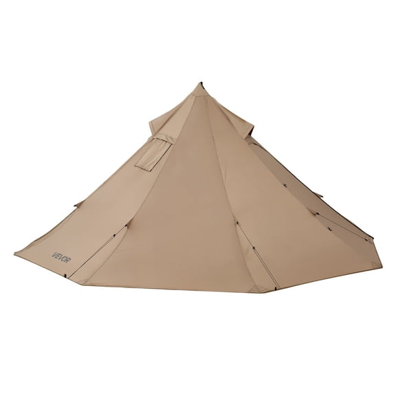 L Size Hot Tent with Stove Jack - 4-6 Person Waterproof Canvas Tipi Tent for Winter Camping, Portable 4 Season Shelter for Hiking Fishing