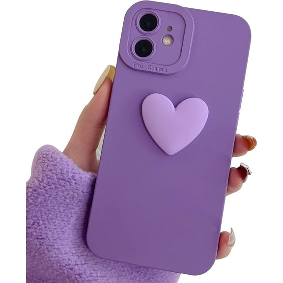 Cute 3D Love Heart Phone Case for iPhone 11 6.1 inch with Anti-Fall Lens Cameras Cover Protection Slim Dustproof Protective Cover Aesthetic Design for Women Girls, Black