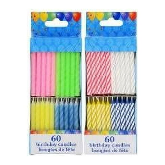 Spiral Birthday Candles Pastel and Brights, 120 Count