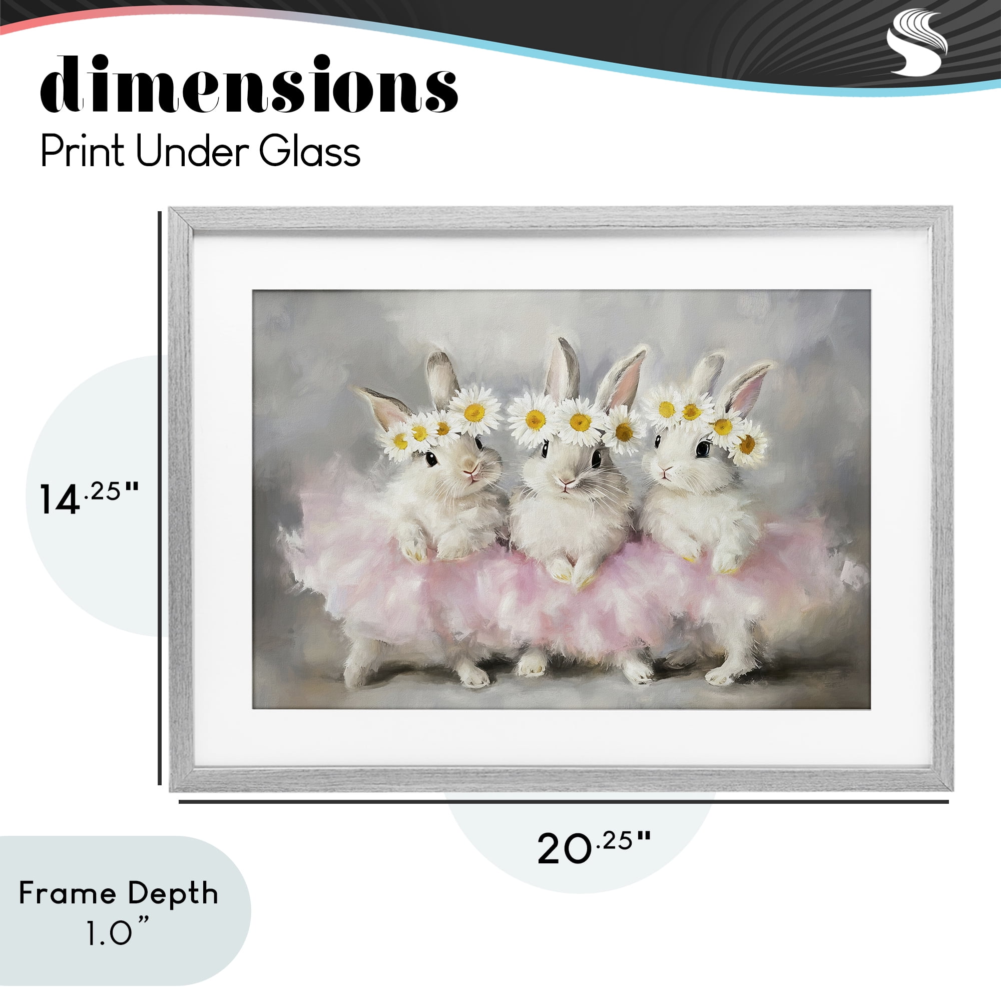 Stupell Industries Dancing Bunnies in Tutus Gray Framed Print Under Glass, design by Tina LeCour