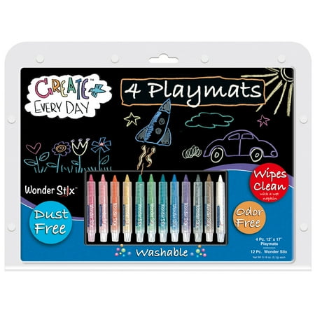 UPC: 0634901006498 | The Pencil Grip Black Board Playmat Kit with 12 Wonder Stix  12  x 17   4 Boards