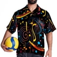 thumbnail image 4 of Note Men's Hawaiian Short Sleeve Printed Button Down Poplin Casual Summer Beach Shirt, Unisex, 4 of 6