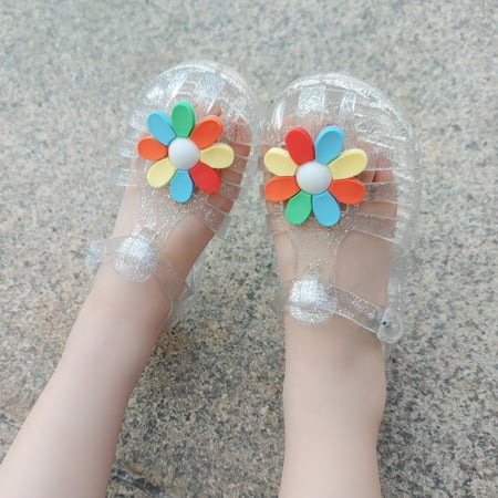 

Dpityserensio Toddler Shoes Baby Girls Cute Fruit Jelly Colors Hollow Out Non-slip Soft Sole Beach Roman Sandals White 2Years