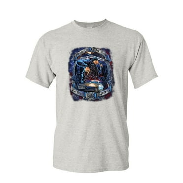 Tee Hunt Police Backbone of America T-Shirt Valor Service Duty Cop Patrol Mens Shirt, Ash Gray, Medium