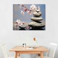 thumbnail image 2 of JEUXUS , Grey Stone with Ocean Cherry Blossom Pink Floral Canvas Wall Art, Abstract Art Wall Art for Living Room Bedroom Bathroom Home Decor Ready to Hanging, 2 of 4