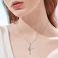 thumbnail image 3 of Dorunmo Cross Necklace 925 Sterling Silver Peony Necklace September Birthday Jewelry Gifts Birth Flower Floral Pendant for Women Mom, 3 of 6