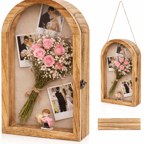 Pet Memorial Urn, Large Wooden Cremation Urn with Photo Frame, Keepsake Memory Box for Dog and Cat Ashes, Black Flannel Lining