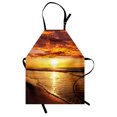 thumbnail image 1 of Hawaiian Apron Dramatic Sunset Scenery Calm Exotic Beach Ocean Waves Coastal View, Unisex Kitchen Bib Apron with Adjustable Neck for Cooking Baking Gardening, Orange Dark Orange Yellow, by Ambesonne, 1 of 3