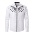 thumbnail image 5 of Cowboy Shirt for Men Western Embroidered Long Sleeve Button Down Shirts Spring Fall Country Top White XXXXL, 5 of 5