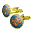 thumbnail image 1 of Japanese Goldfish Round Cufflink Set Gold Color, 1 of 5