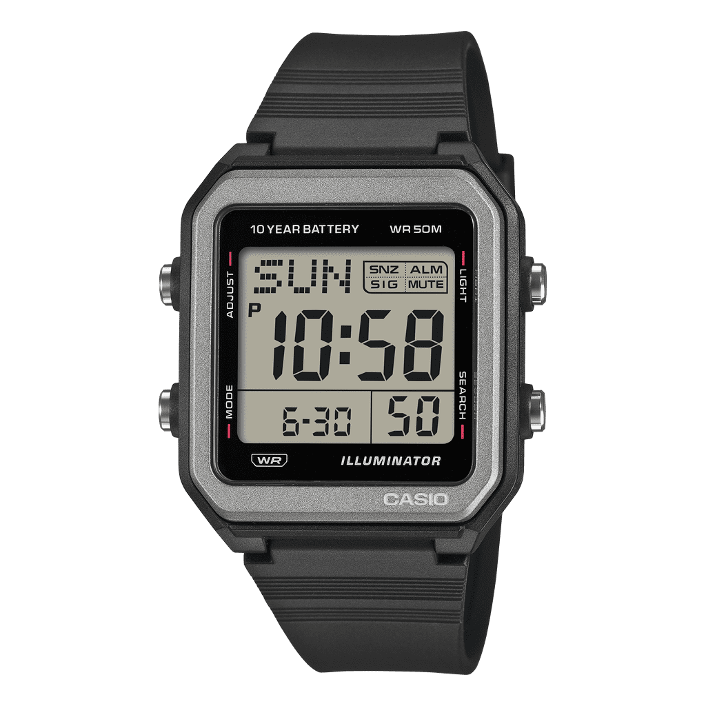 CASIO BLACK DIGITAL RESIN 10 YR BATTERY 50M WR W221H-1AVKC