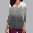 thumbnail image 2 of Xfvqtps Scrub Tops for Women Gradient Soft V-Neck 3/4 Sleeve Scrubs Comfortable Nursing Uniforms New Fashion Casual Printed T-shirt Nursing Clothes Top Working Uniforms with Pockets Gray, 2 of 5
