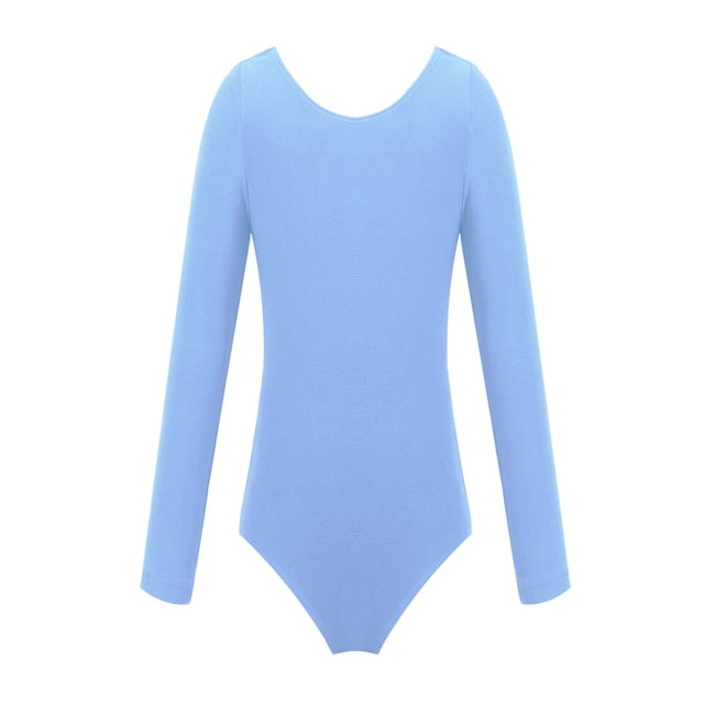 Alvivi Justaucorps de Danse Ballet à Manches Longues pour Filles, Bleu 8