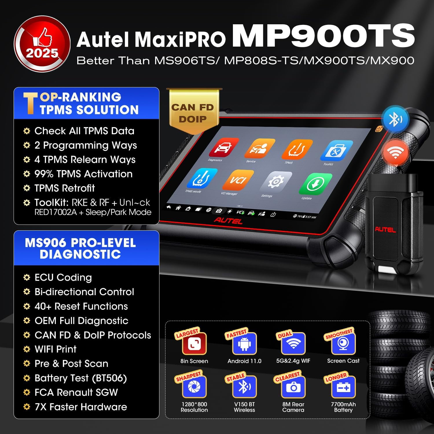 2026 Autel MaxiPRO MP900-TS Diagnostic Scanner TPMS Programming Upgraded MS906TS