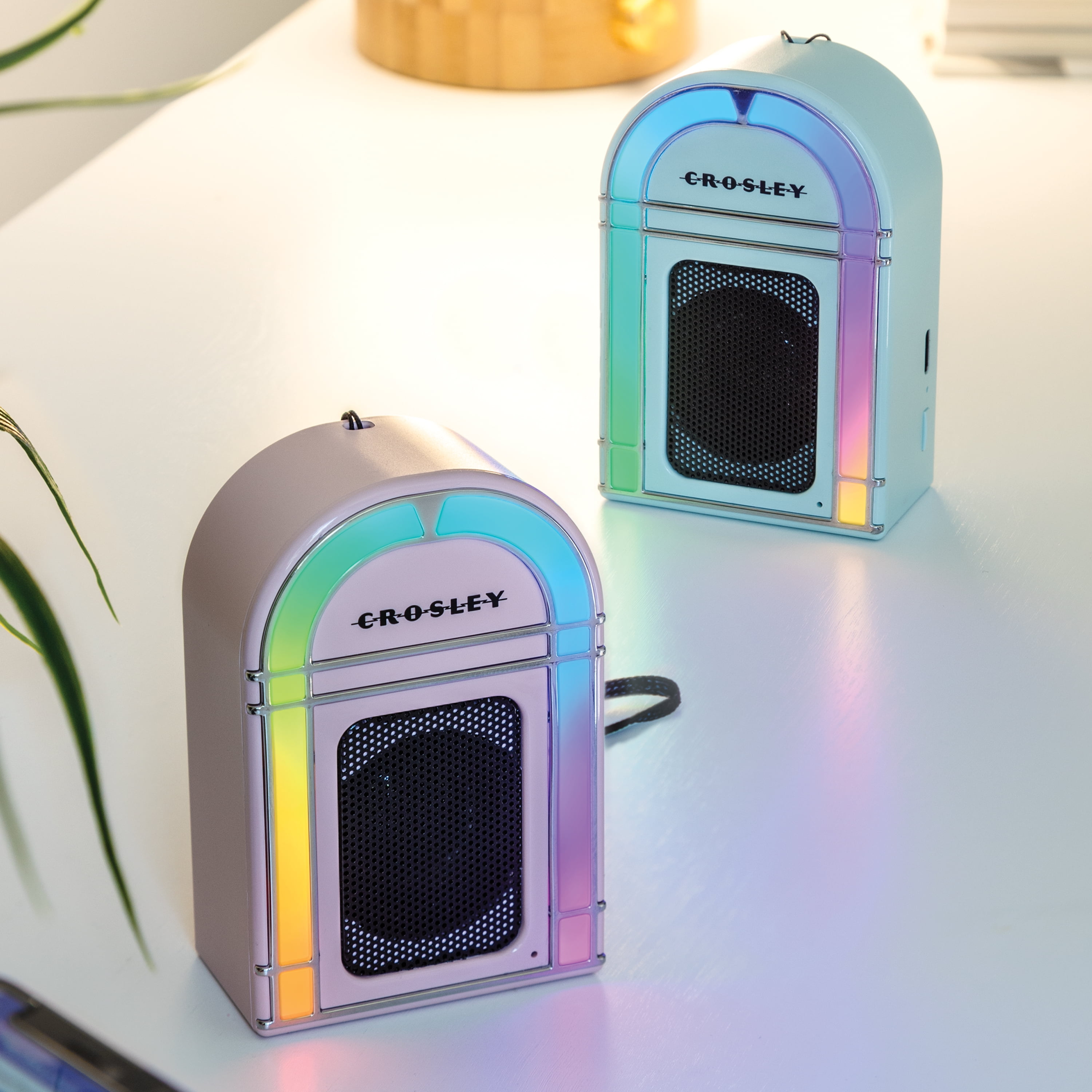 Crosley Mini Jukebox Retro Portable Bluetooth Speaker with LED Lights and Microphone, Vintage