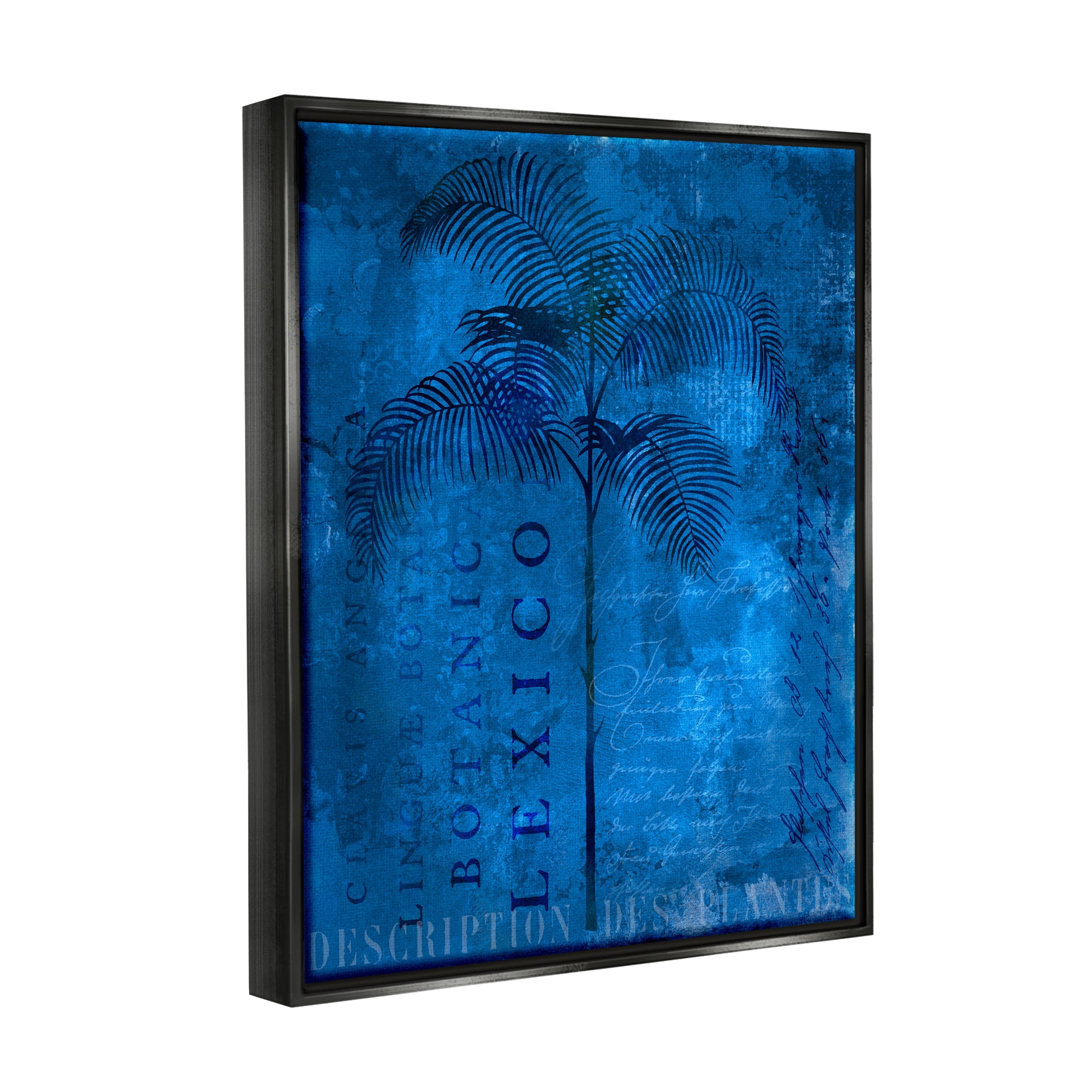 Stupell Modern Botanical Palm Collage Landscape Painting Black Floater Framed Art Print Wall Art