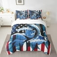 thumbnail image 2 of Full Size 7 Pcs Comforter Set, Swordfish Bed In A Bag With Flat Sheet And Fitted Sheet And Adults, American Flag Ocean Animal Bedding Set With Pillowcases & Shams, Blue Red, 2 of 5