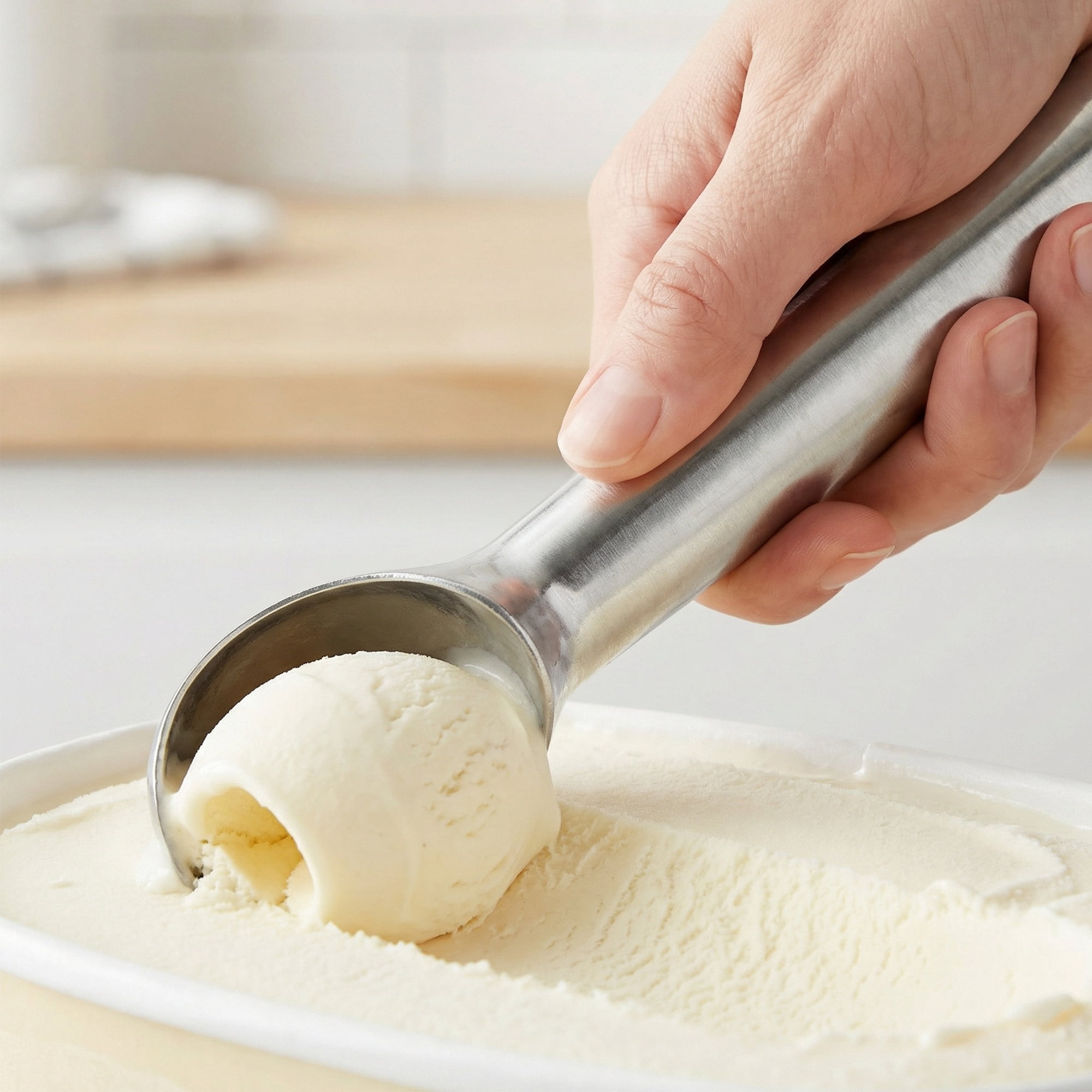 Unique Bargains Stainless Steel Ice Cream Scoop with Easy Release Silver 1.4in