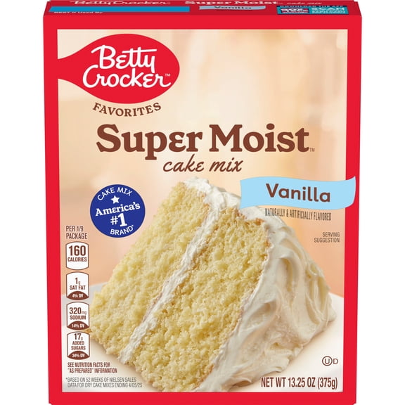 Pack Of 3 Betty Crocker Super Moist Vanilla Cake Mix, 13.25 oz (Package May Vary)