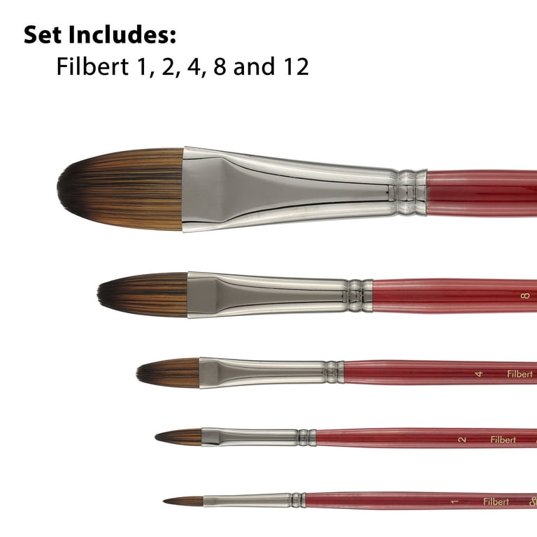 Staccato Artist Long Handle Fine Paint Brush Set for Canvas Painting -  Synthetic blend for Fine Point Detailing, Multi Media and Heavy Body Acrylic  Application - Kit of 10 