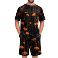 thumbnail image 2 of Dwelliawo Men's Short Sleeve Pajama Set Summer Pjs Set 2 Piece Loungewear Sleepwear with Pockets Orange L, 2 of 6