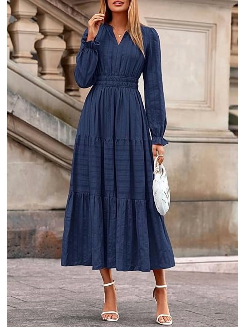 green emerald velvet dress PRETTYGARDEN Women's Fall Wedding Guest Dresses Long Sleeve V Neck Flo main image 1