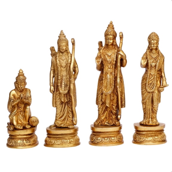 Brass World Ram Darbar Brass Statue Shree Ram Ji Sita Laxman Hanuman Home Office Décor Puja Idol Murti for Mandir Temple Gift Height 9 Inches.