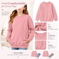 thumbnail image 3 of Girls Crew Neck Sweatshirt No Hood - Kids Fall Casual Solid Print Long Sleeve Pullover Tops with Pockets, 5 Years, 3 of 7