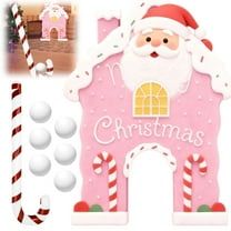 Pink Christmas Golf Toy Set Holiday Wooden Mini Golf Toy with Candy Cane Club & 6 Balls Family Golf Game Kit Xmas Party Game Props Set for All Ages