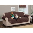 thumbnail image 2 of Innovative Textile Solutions 1-Piece Hudson Sherpa Waterproof XL Sofa Furniture Cover, Chocolate, 2 of 2