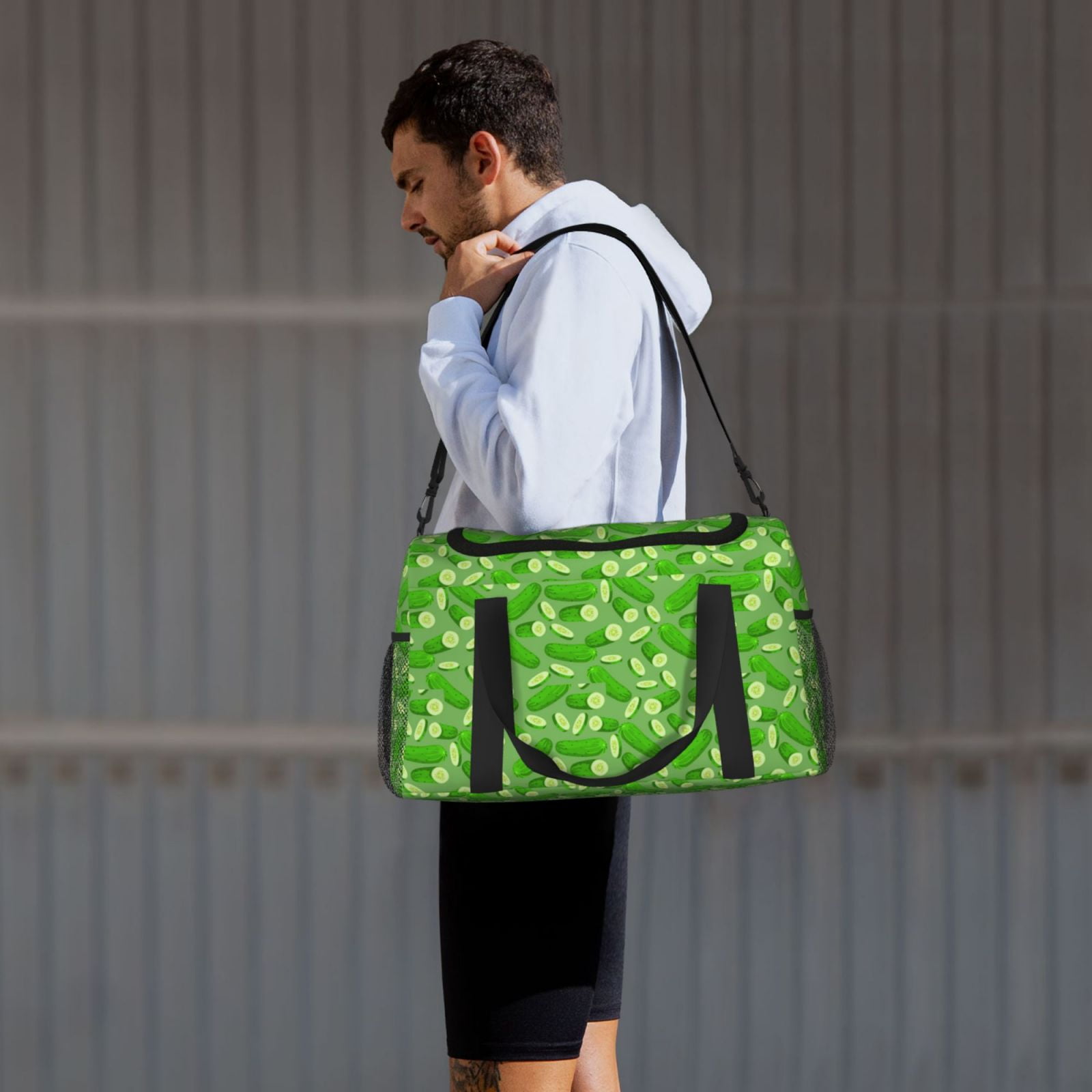 Fuzoiu Green Cucumber Print Travel Duffle Bag,Carry On Tote Bags,Duffel Bag,Sport Gym Bag, Hospital Bag for Labor and Delivery, Overnight Bag,Luggage Bag