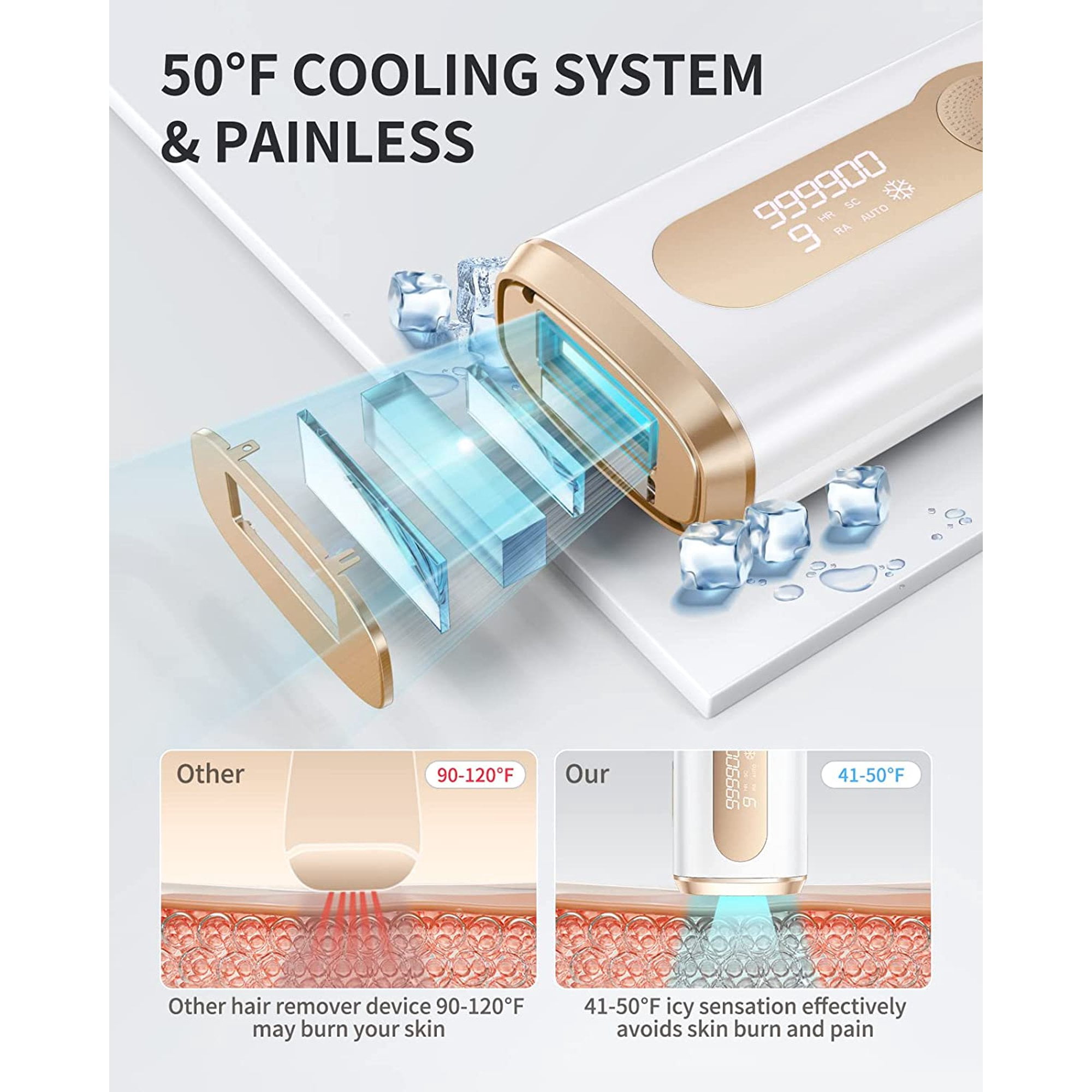 IPL Laser Hair Removal with Ice Cooling Care Function for