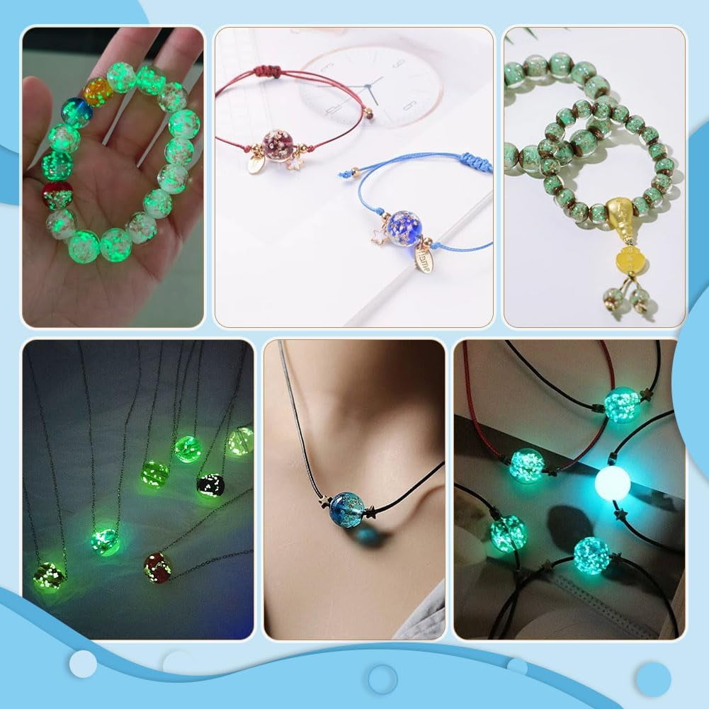 128pcs Luminous Beads Glow in The Dark Round Glass Beads 8mm 12mm Round Spacer Beads Handcrafted Loose Ball Beads for Craft Bracelets Jewelry Making Necklace Earrings