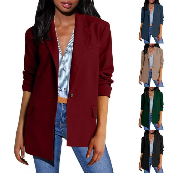 ZZwxWA Blazers for Women Business Casual Button Work Office Jackets Blazer Open Front Long Sleeve Lapel Jacket Outfit