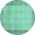 thumbnail image 1 of Ahgly Company Indoor Round Abstract Turquoise Blue Contemporary Area Rugs, 7' Round, 1 of 4