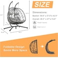 thumbnail image 2 of Double Egg Swing Chair with Stand, 2 Person Outdoor Indoor Hammock Hanging Chair with Cushion,Patio Wicker Hanging Egg Chair w/Cushion 700LBS Capacity for Bedroom, Balcony, Garden, 2 of 7