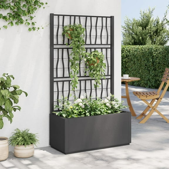 vidaXL Garden Planter Dark Grey Polypropylene Medium Decorative Inlays