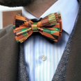 thumbnail image 2 of Conjunto de pajarita Barry.Wang, naranja y verde, seda kente africana, 2 of 6