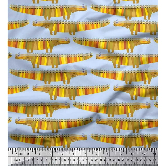 Soimoi Velvet Fabric Crocodile Kids Printed Fabric 1 Yard 58 Inch Wide