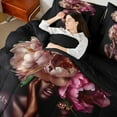 thumbnail image 4 of Erosebridal Black Princess Bed in a Bag Twin size, Modern Fashion Bedding Twin Size, Pink Flower Floral Reversible Bed Set, Breathable Bedroom Decor, 7pcs, 4 of 6