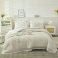 thumbnail image 2 of Move Over White Beige Comforter Set King Boho Bedding Set White Lattice Tassel Pattern Farmhouse Microfiber Filling, 2 of 8