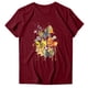 thumbnail image 4 of Gibobby Blusas Holgada Camiseta informal para mujer, camiseta estampada a la , camiseta de manga corta con temperamento suelto, camiseta con cuello redondo（Vino， M), 4 of 5