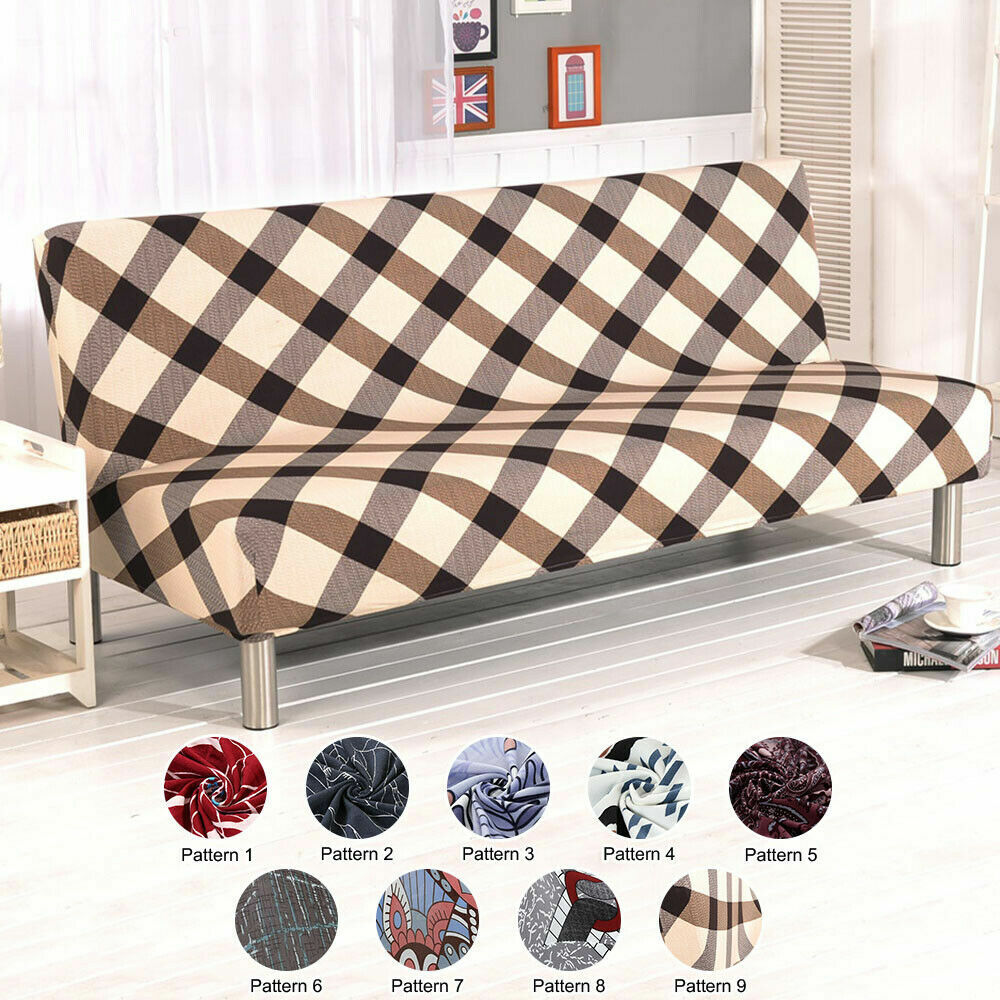 Armless Sofa Cover Couch Futon Slipcover Stretch Folding Sofa Bed
