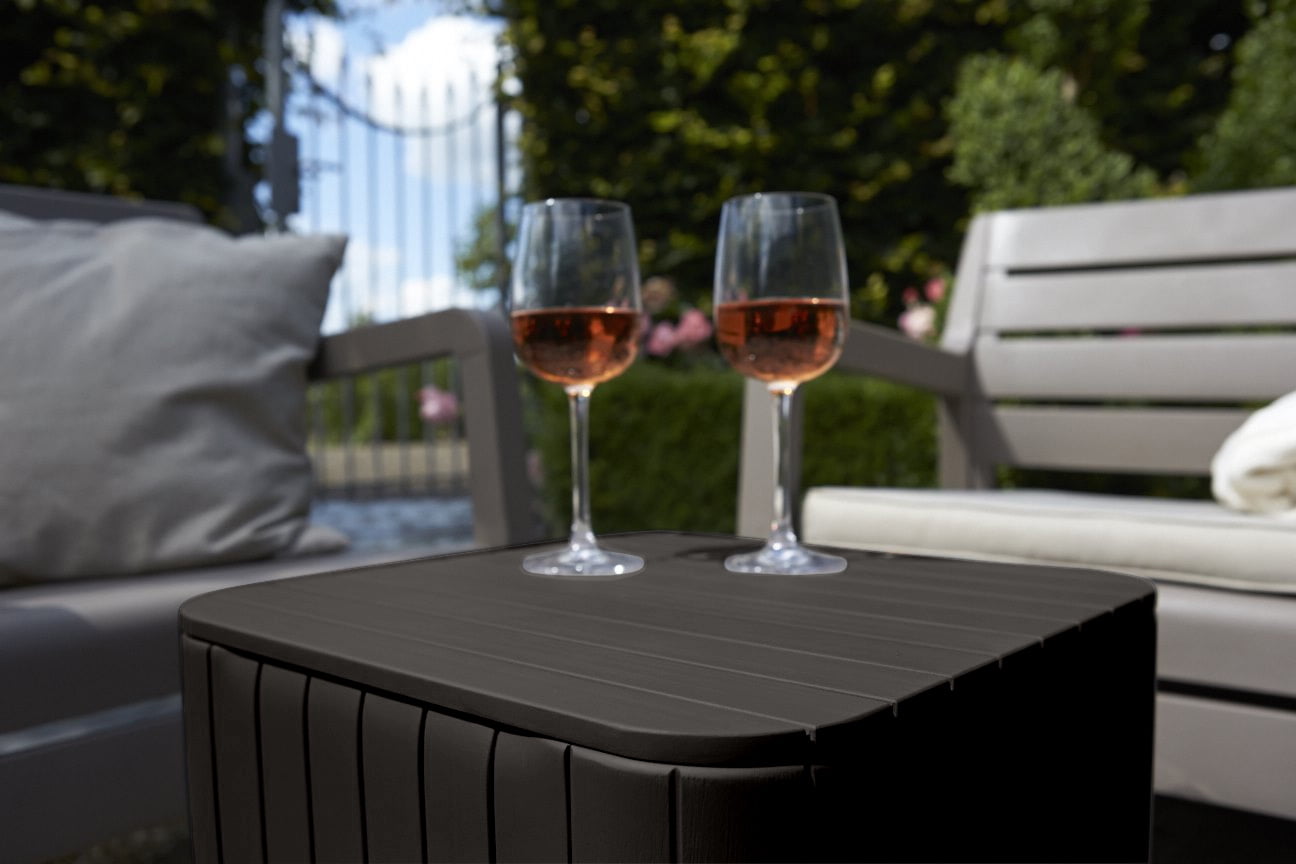 Keter Luzon Side Table With Hidden Storage Outdoor Resin Patio Furniture Matte Brown Walmart Com Walmart Com