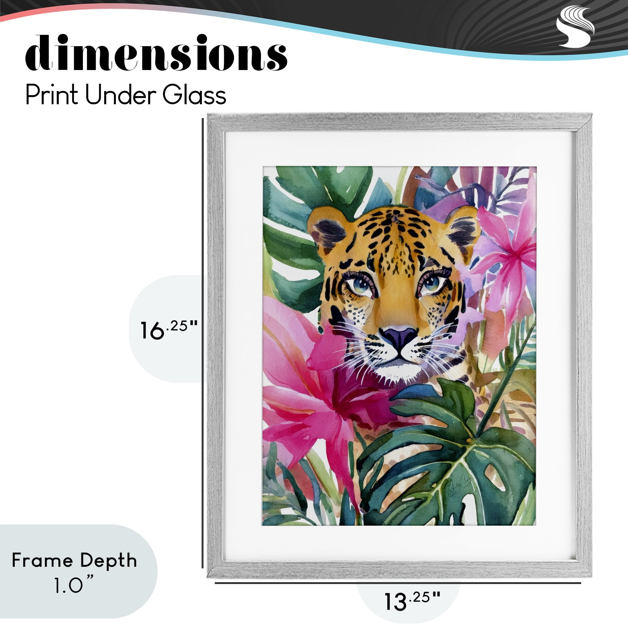 Stupell Industries Tropical Tiger Peeking Gray Framed Print Under Glass, design by Shelly Craig