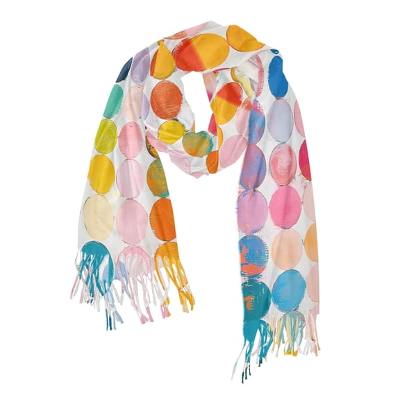 FORMRS Womens Scarf Winter Soft Long Big Warm Shawls Wrap Tassel Scarves, Yellow Circles